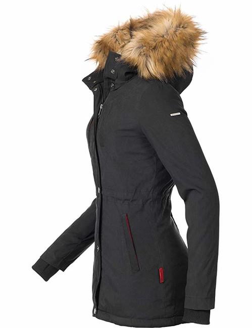 Marikoo Akira damen-Winterjacke mit Kapuze, schwarz