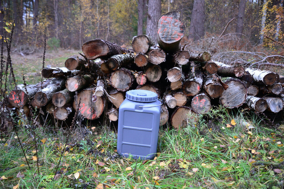 BasicNature Weithals-Flüssigkeitsbehälter quadratisch 30 l, grau