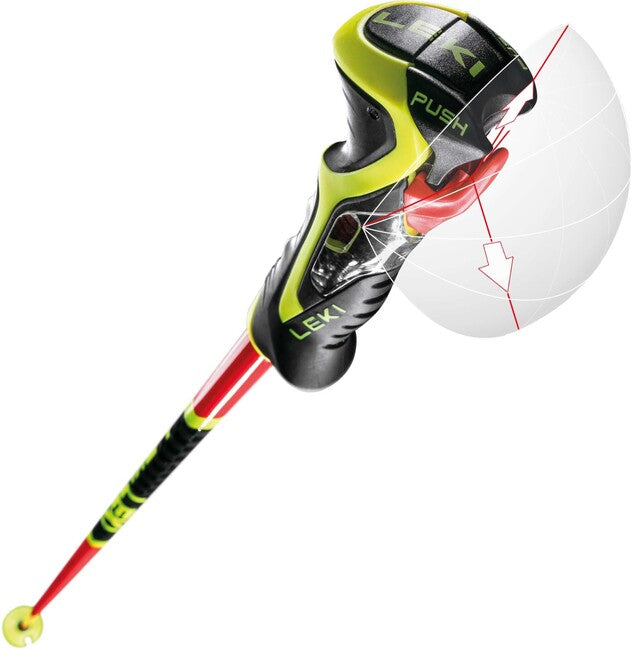 LEKI WCR TBS SL 3D Downhill Ski Poles, Light Red/Black/Neon Yellow