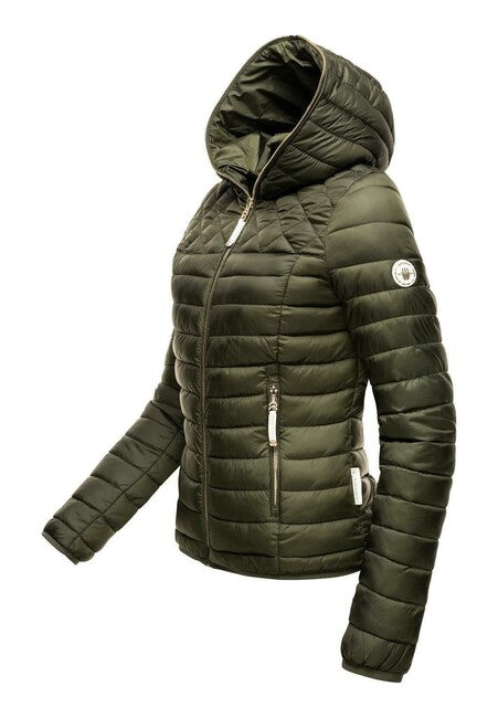 Navahoo Ich bin Hübsch damen Übergangsjacke mit Kapuze, Olivgrün
