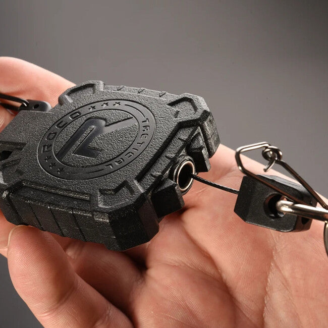 Leguon Keyhex Karabiner mit Stahlseil für Schlüssel, olivgrün