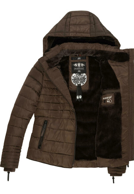 Marikoo Amber damen-Winterjacke mit Kapuze, dark choco