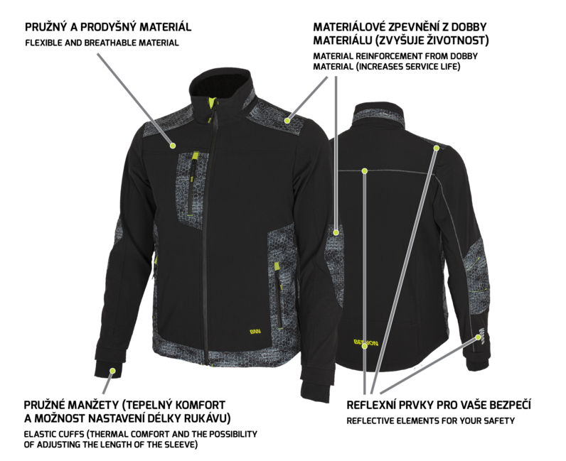 BENNON pracovna Jacke PREDATOR, schwarz/grau