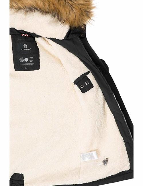 Marikoo Akira damen-Winterjacke mit Kapuze, schwarz