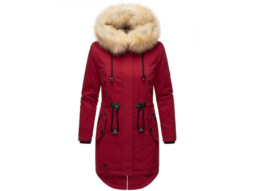 Navahoo Bombii damen Winterjacke mit Fell, blood red