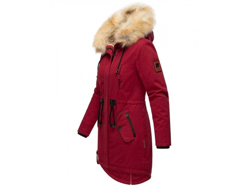 Navahoo Bombii damen Winterjacke mit Fell, blood red
