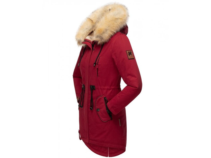 Navahoo Bombii damen Winterjacke mit Fell, blood red