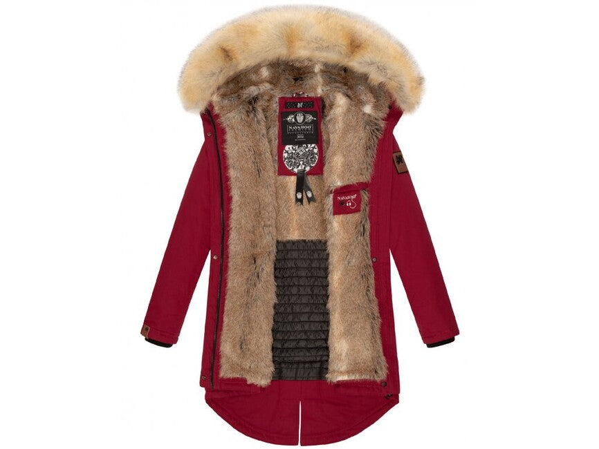 Navahoo Bombii damen Winterjacke mit Fell, blood red