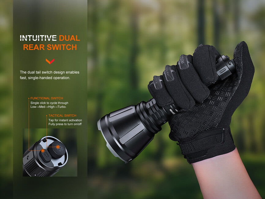 Fenix HT18R Jagdtaschenlampe, AER-05 Kabelschalter und ALG-18 Waffenmontagesatz