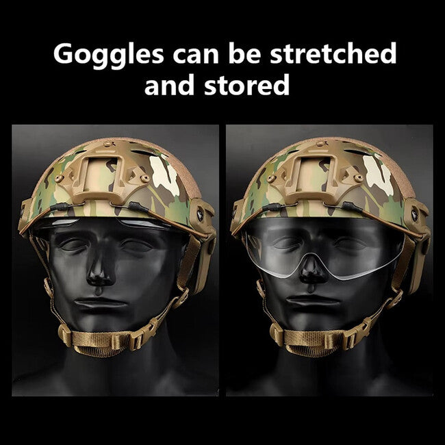 DRAGOWA Tactical Fast PJ Tactical Helmet with Bolt Goggles, Digital Desert