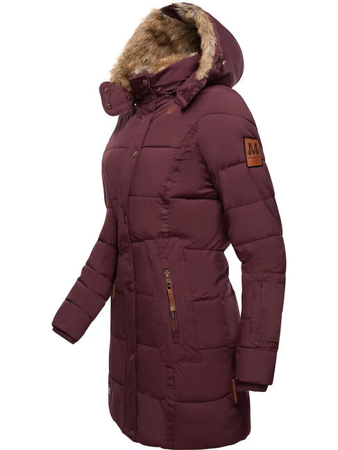Marikoo Lieblings Jacke damen-winterjacke mit kapuze, weinrot