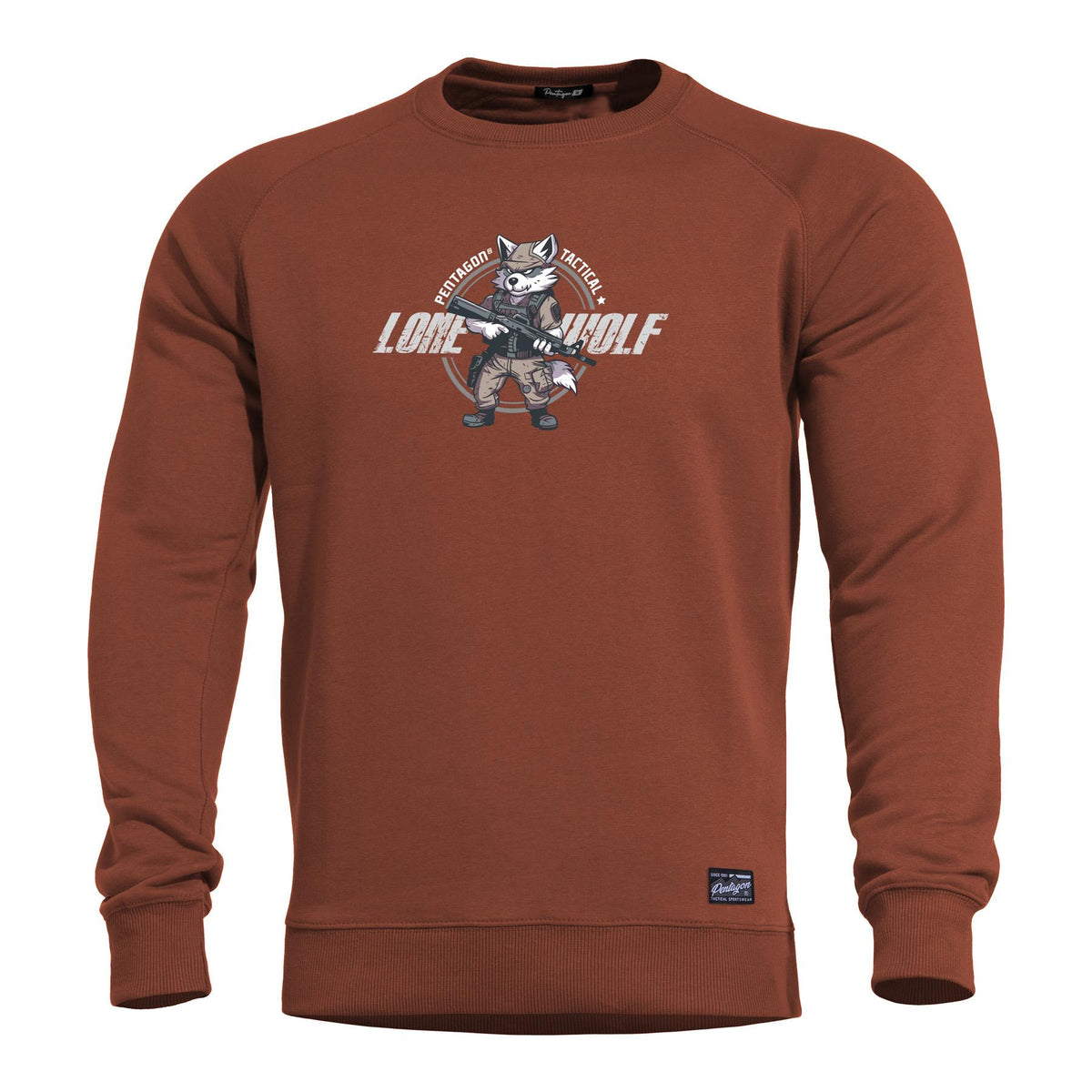 Pentagon Lone Wolf Herren-Sweatshirt ohne Kapuze, maroon red