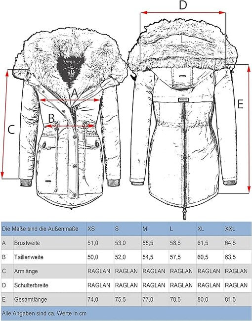 Navahoo SWEETY damen Winterjacke mit Kapuze, schwarz