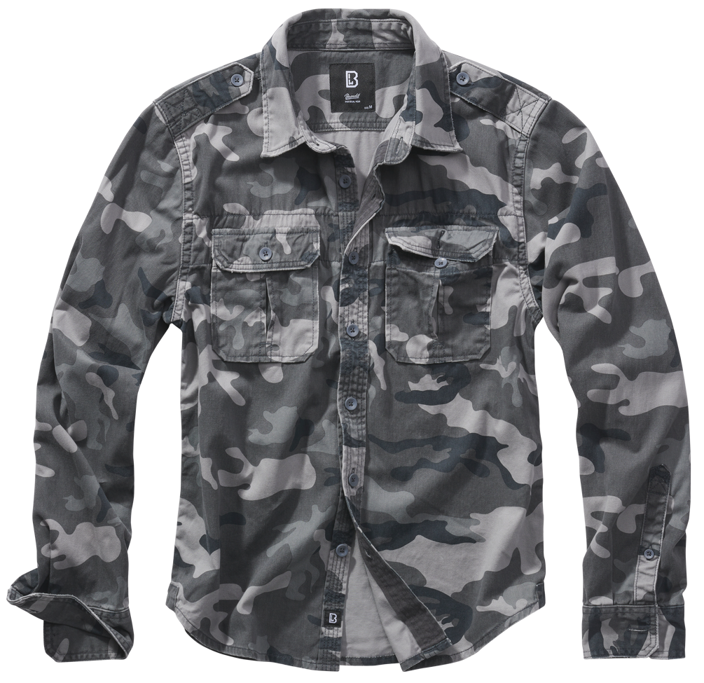 Brandit Vintage pánska košeľa, Grey camo