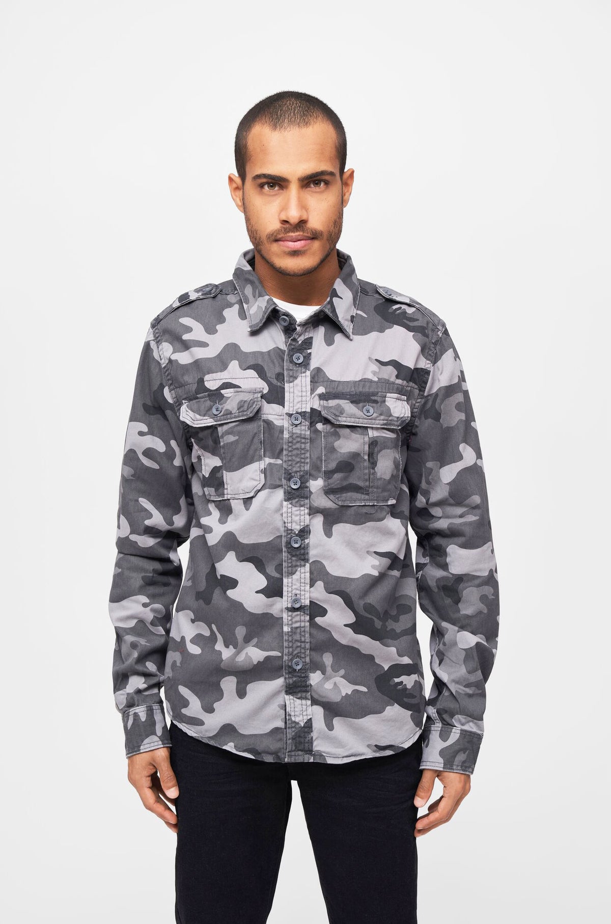 Brandit Vintage pánska košeľa, Grey camo