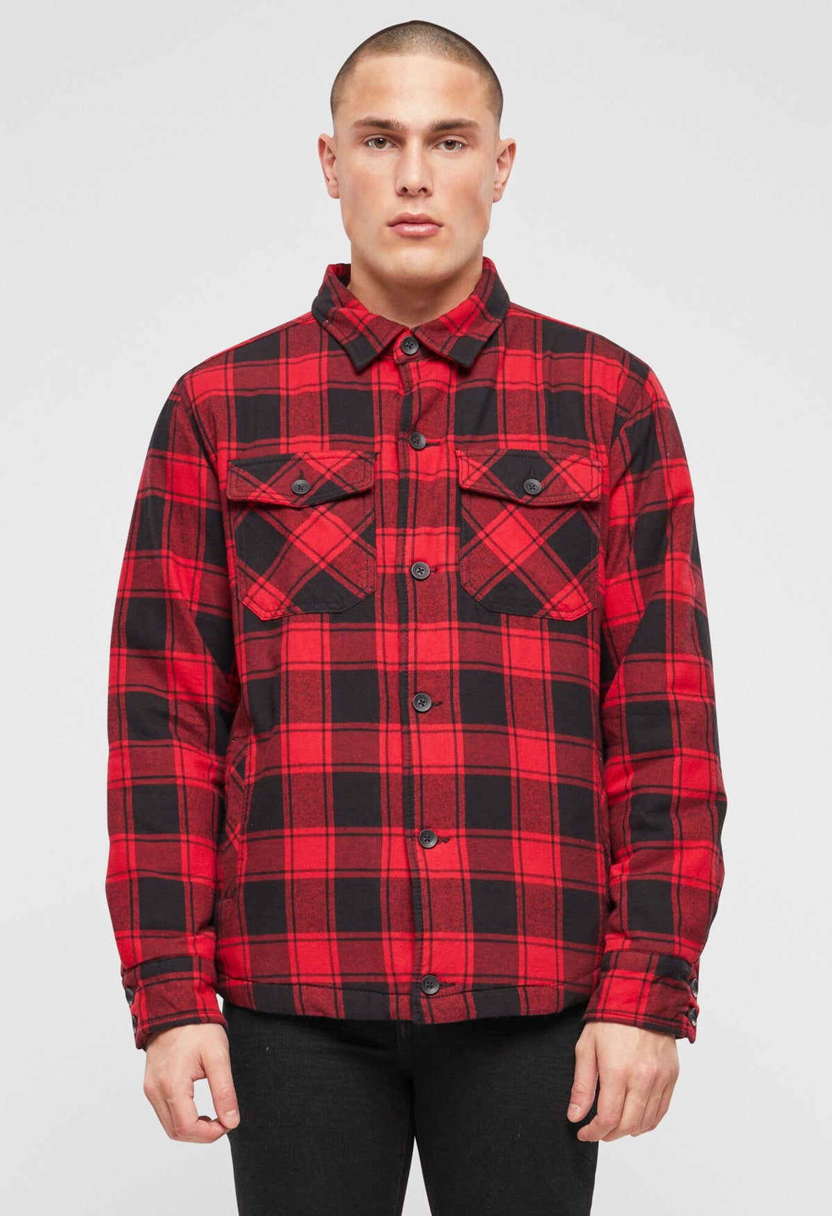 Brandit Lumberjacket bunda, červeno čierna