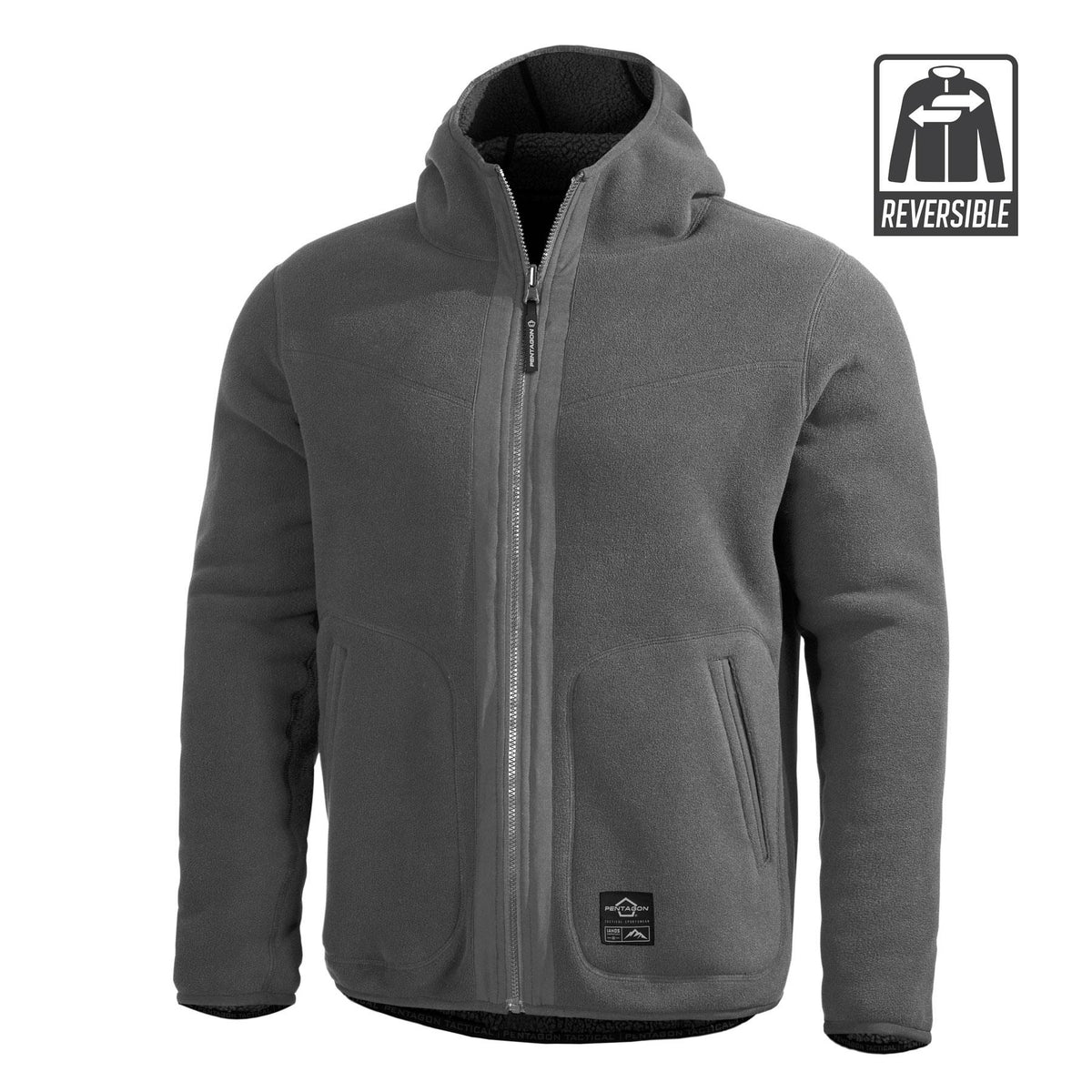 Pentagon Ianos Sherpa Herren-Wende-Fleecejacke, schwarz/grau