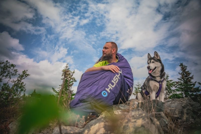 HUSKY Ember Synthetik Drei-Jahreszeiten-Schlafsack lang, blau/grau