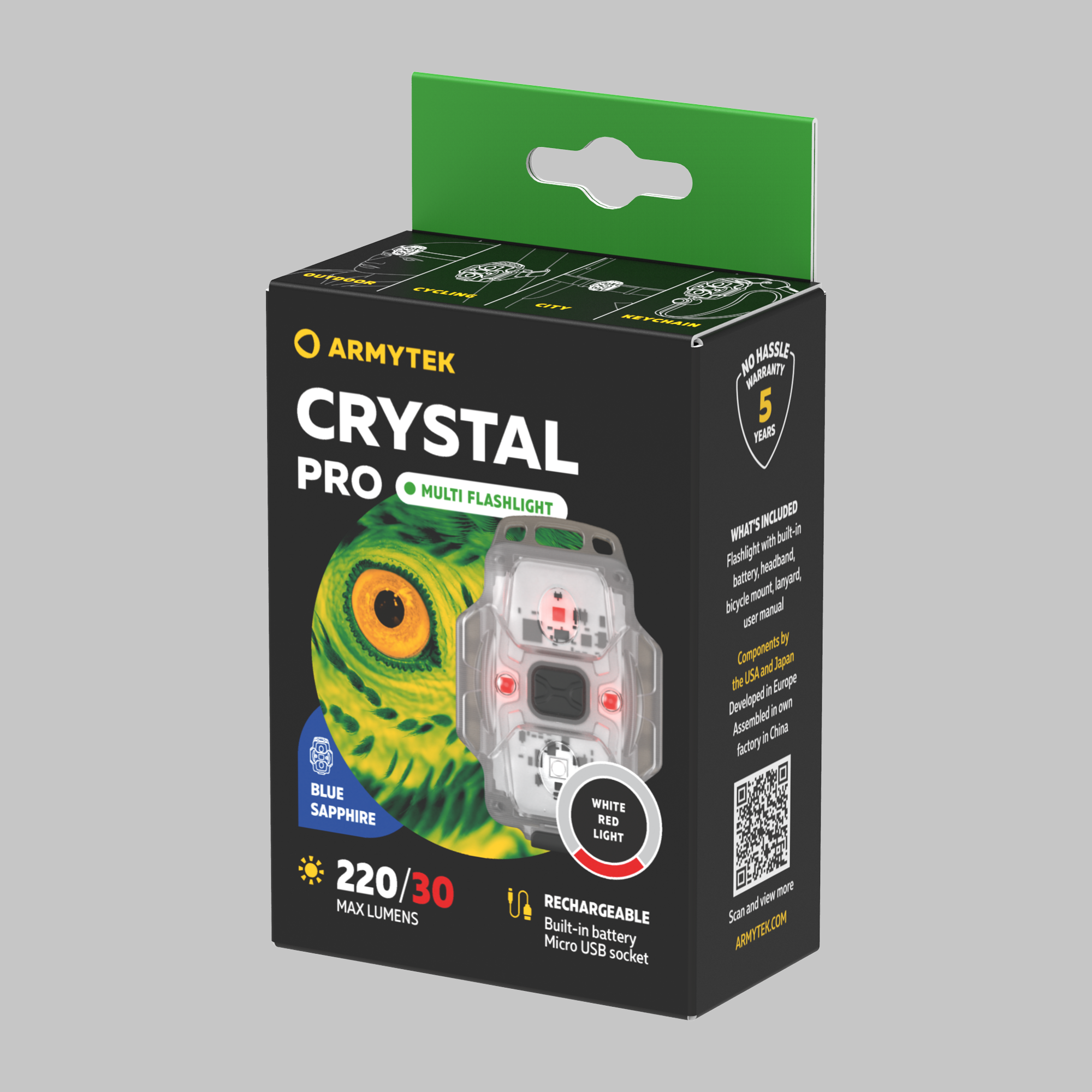 ArmyTek F07101B Crystal Pro Blue tragbare LED-Leuchte blau, transparent