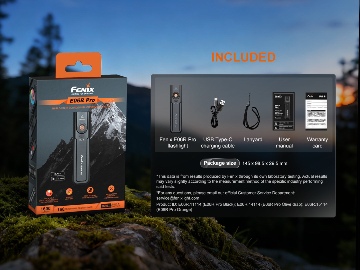 Fenix E06R PRO nabíjateľná EDC baterka, čierna