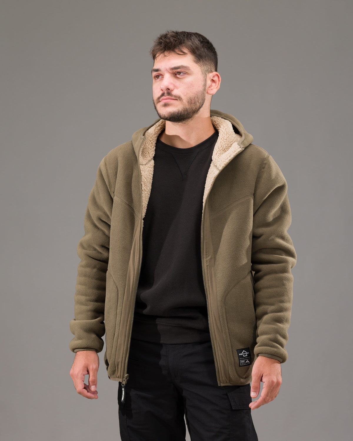 Pentagon Ianos Sherpa moška obojestranska flis jakna, khaki/zelena