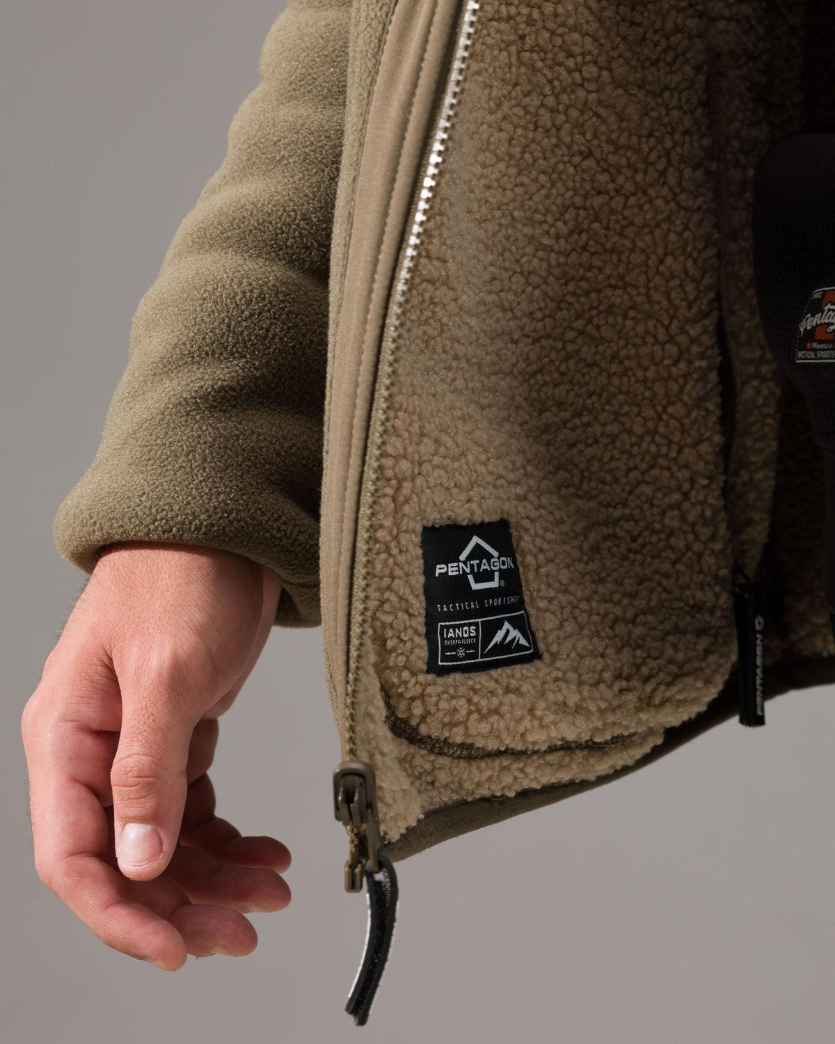 Pentagon Ianos Sherpa Herren-Wende-Fleecejacke, schwarz/grau