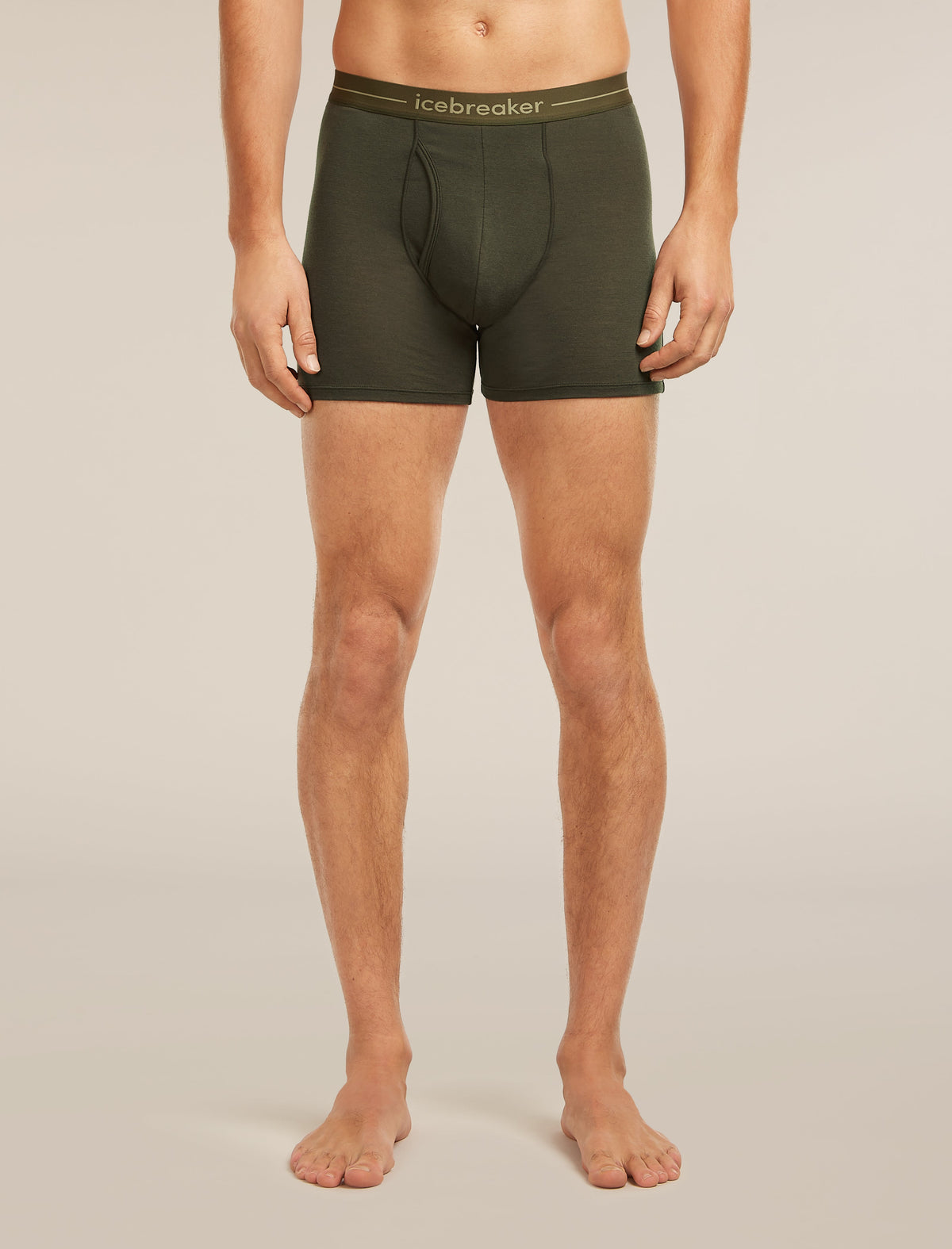 Icebreaker Anatomica pánske boxerky s otvorom, tmavozelená