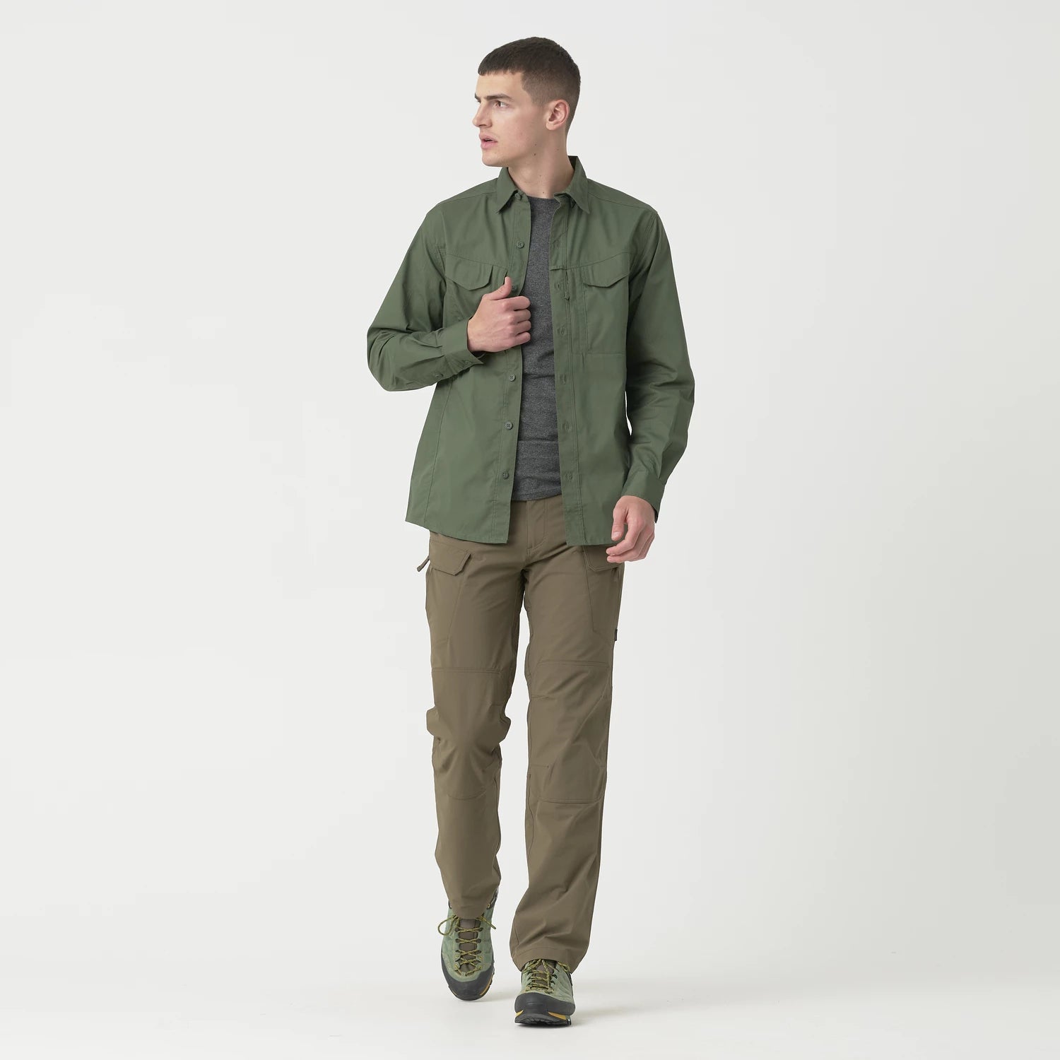 Helikon-Tex DEFENDER Mk2 košeľa s dlhým rukávom PolyCotton Ripstop, olivovo zelená – detail 1
