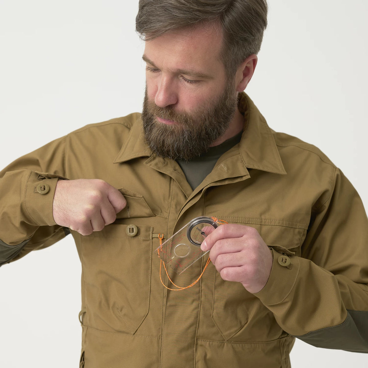 Helikon-Tex WOODSMAN košeľa, Coyote / Taiga Green – detail 8
