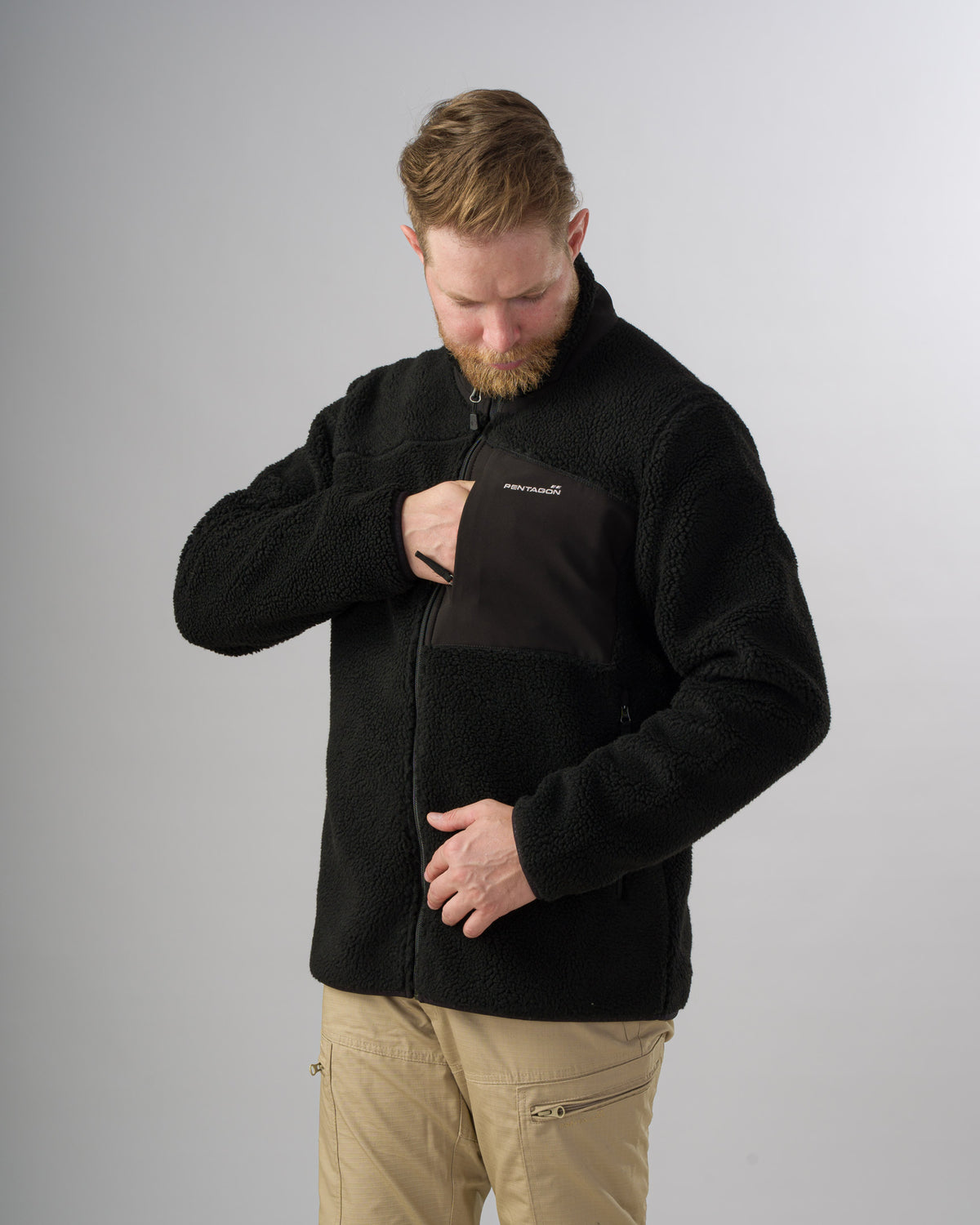 Pentagon Summit Sherpa Herren-Fleecejacke, schwarz