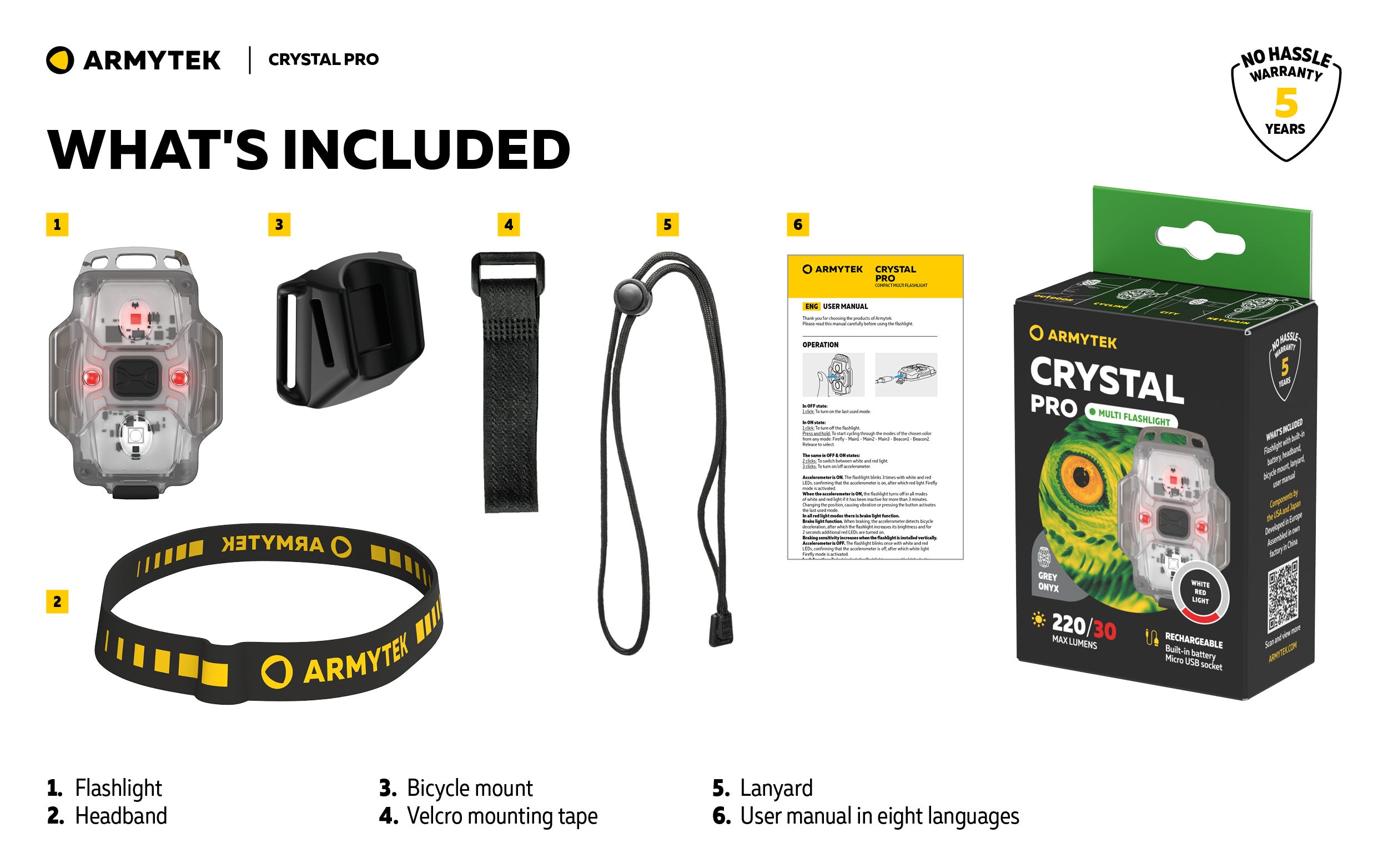 ArmyTek F07101B Crystal Pro Blue tragbare LED-Leuchte blau, transparent