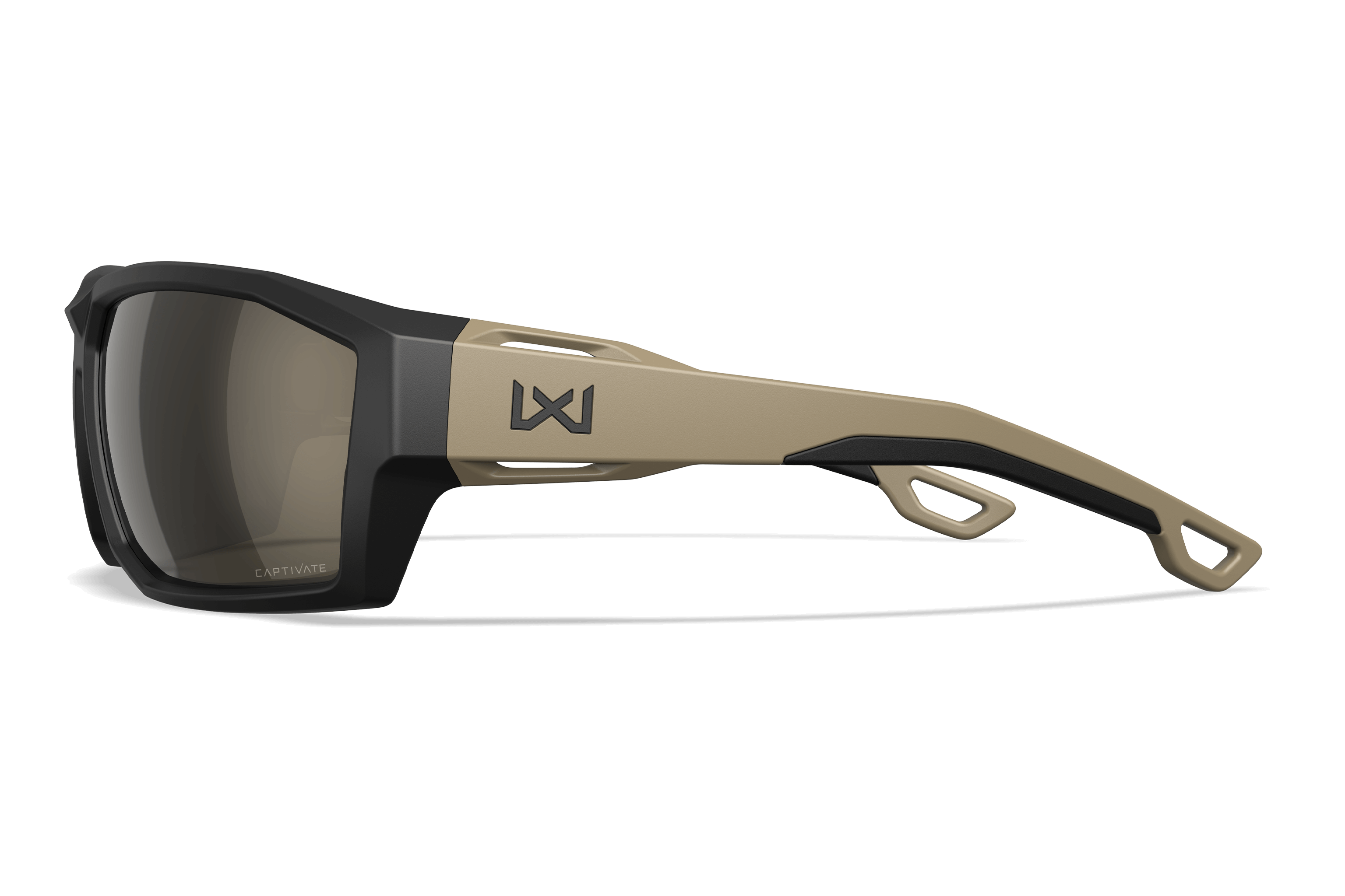 Wiley X Alpine Ballistic Sunglasses, Matte Black-Tan / CAPTIVATE Polarized Tungsten Mirror