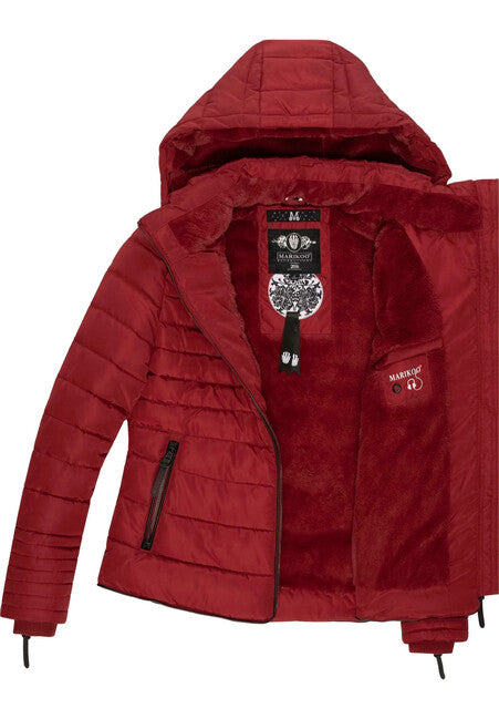 Marikoo Amber damen-winterjacke mit kapuze, blood red