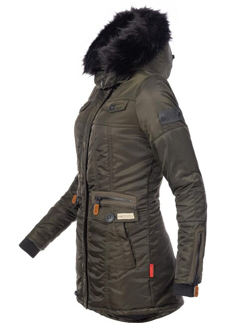 Navahoo Schatzchen damen Winterjacke mit Kapuze, olivgrün