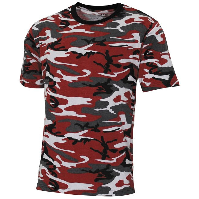 MFH Amerikanisches Streetstyle T-shirt, rot-camo