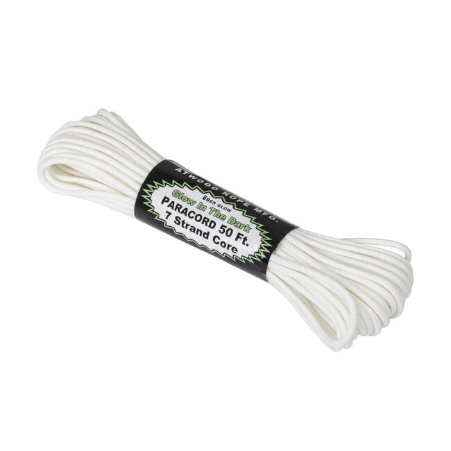 ATWOOD® 550 paracord seil leuchtend im dunkeln (50 Fuß) - weiß (GLOW-PC100)