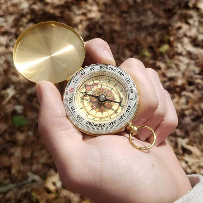 DRAGOWA Tactical Luma Pocket Brass Compass with Luminescence, Gold