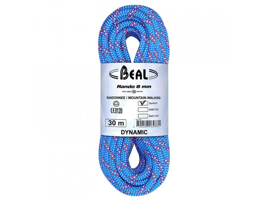 Beal Rando doppelseil mit vollimprägnierung golden dry 8 mm 20 m, blau