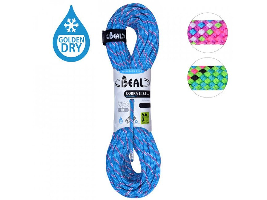 Beal Cobra Unicore halbseil für winterbergsteigen 8,6 mm 2 × 60 m, blau / fuchsia
