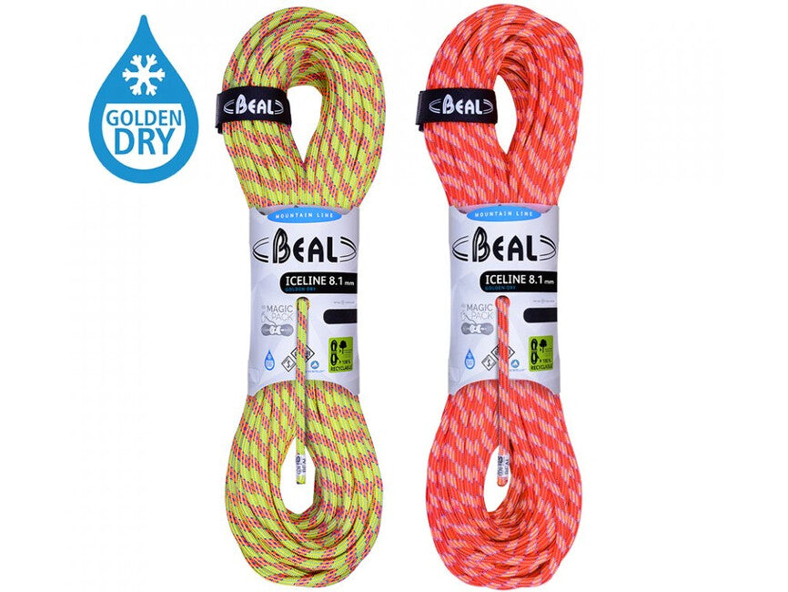 Beal Ice Line halbseil unicore 8,1 mm 2 × 50 m, anis / orange