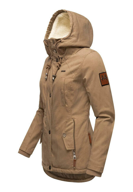 Marikoo BIKOO damen-Winterjacke mit Kapuze, taupe