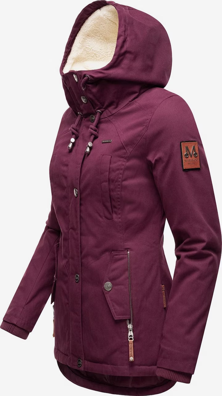 Marikoo BIKOO damen-Winterjacke mit Kapuze, wine