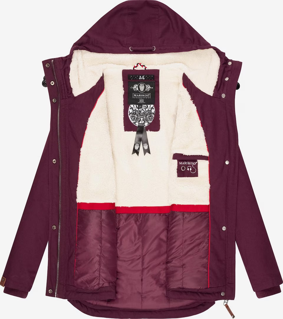 Marikoo BIKOO damen-Winterjacke mit Kapuze, wine