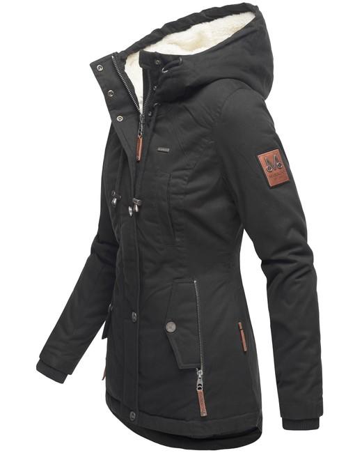 Marikoo BIKOO damen-Winterjacke mit Kapuze, schwarz