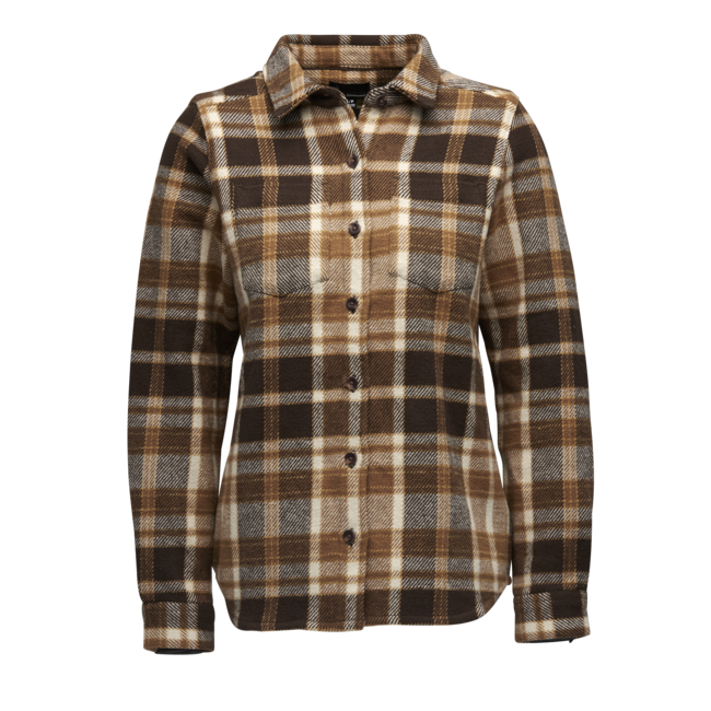 Black Diamond Project Heavy Flannel Shirt für damen, rindenbraun-weiß kariert