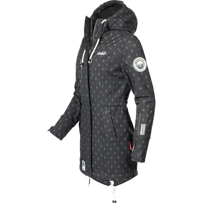 Marikoo ZIMTZICKE P damen-winter-softshelljacke mit kapuze, schwarz