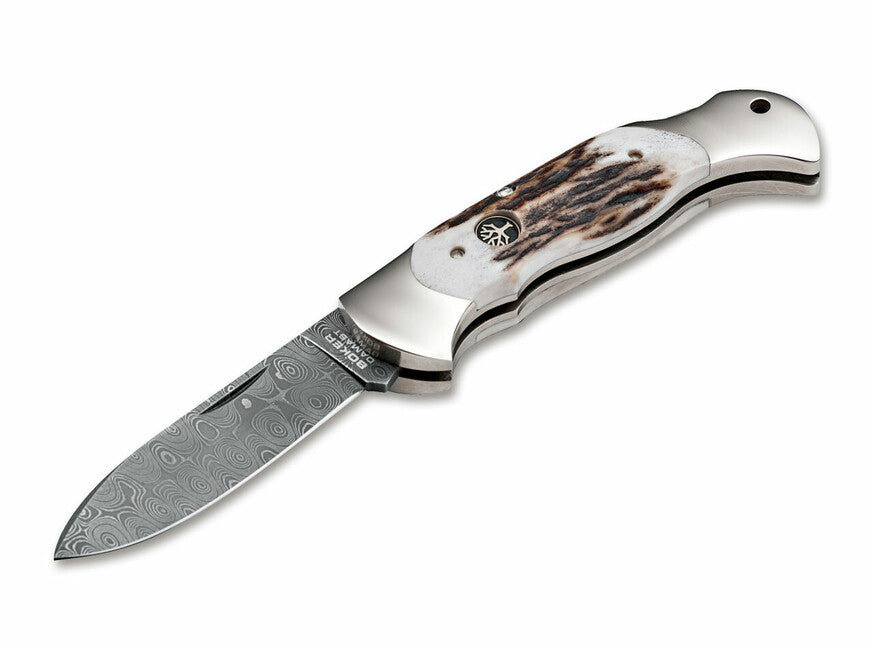 BÖKER Scout Spearpoint hirschtaschenmesser 7,9 cm, damast, geweih