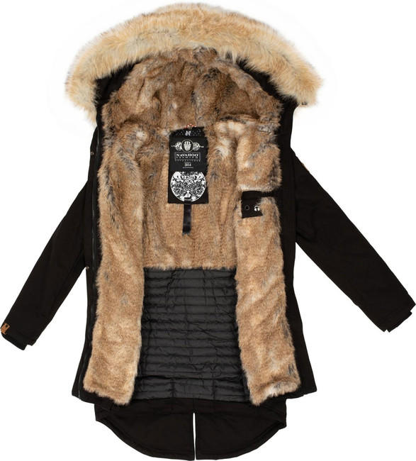 Navahoo Bombii damen Winterjacke mit Fell, schwarz