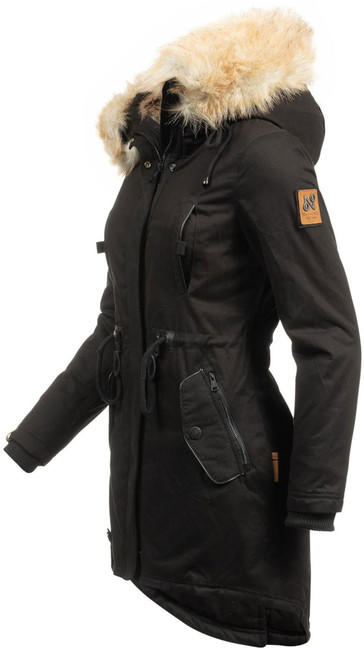 Navahoo Bombii damen Winterjacke mit Fell, schwarz