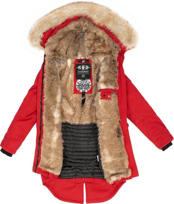 Navahoo Bombii damen Winterjacke mit Fell, rot